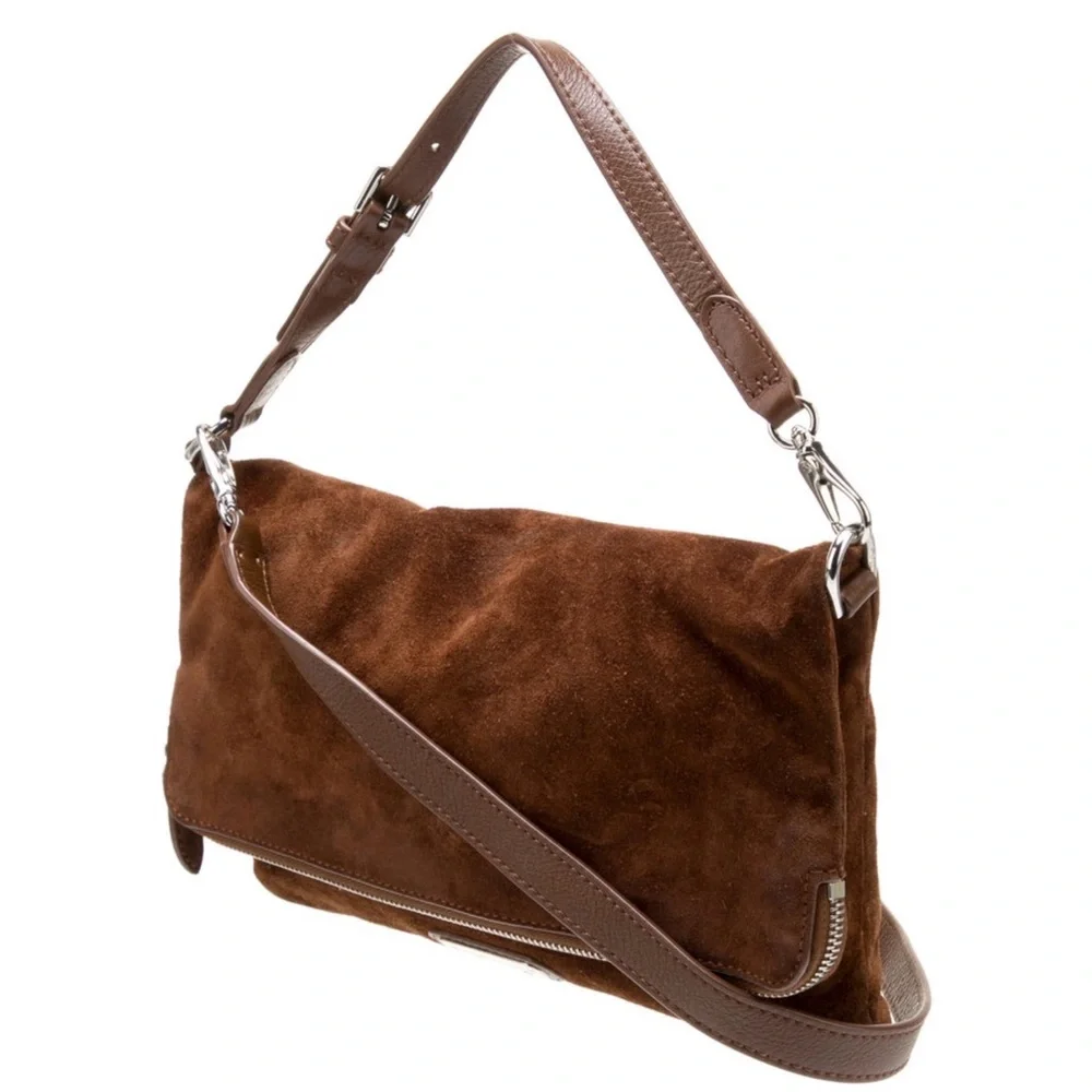 Ralph Lauren Brown Suede Shoulder Bag with Leather Trim - Picture 3 of 6